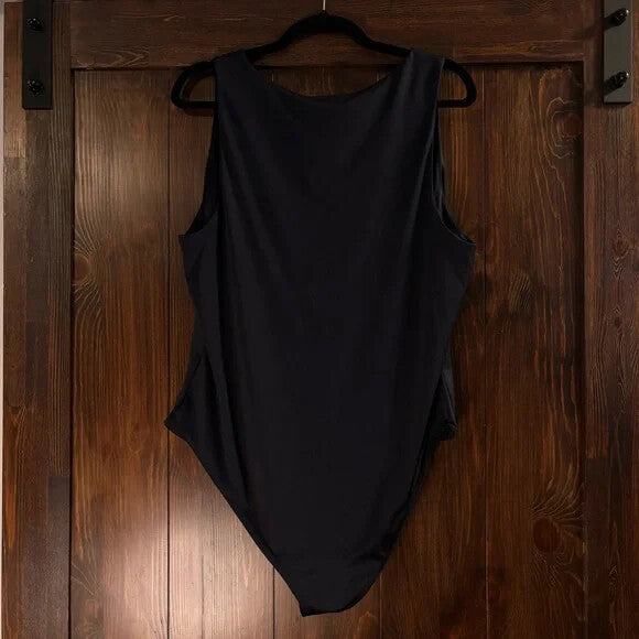And Now This Plus Size 2X Midnight Blue Sleeveless High Neck Bodysuit NWT