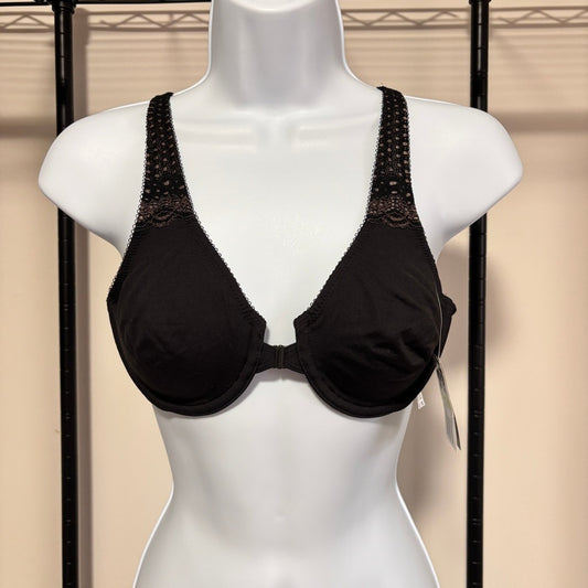 Wacoal Women's Size 36B Black Soft Embrace Lace Detail Front-Close Bra NWT