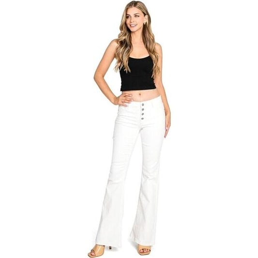 Tinsel Juniors Mid Rise White Denim Flare Jeans NWT