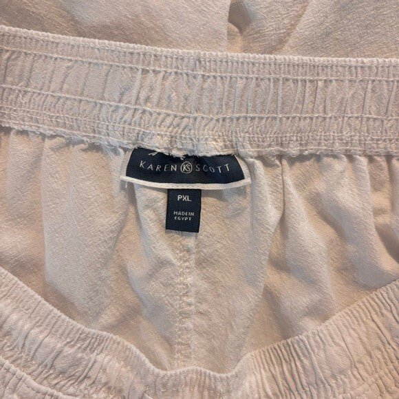 Karen Scott Size Petite XL Emilia Cotton White High-Rise Long Shorts NWOT