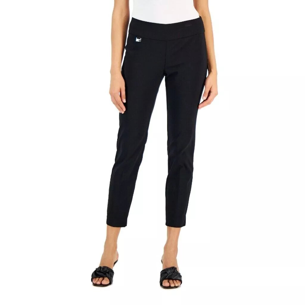 Alfani Petite Black Tummy-Control Pull-On Cropped Skinny Dress Pants