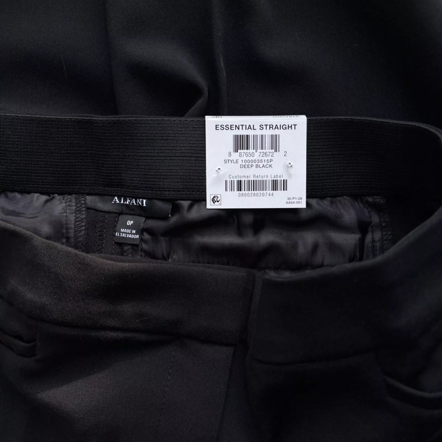 Alfani Petite Modern Straight-Leg Black Comfortable Dress Pants NWT