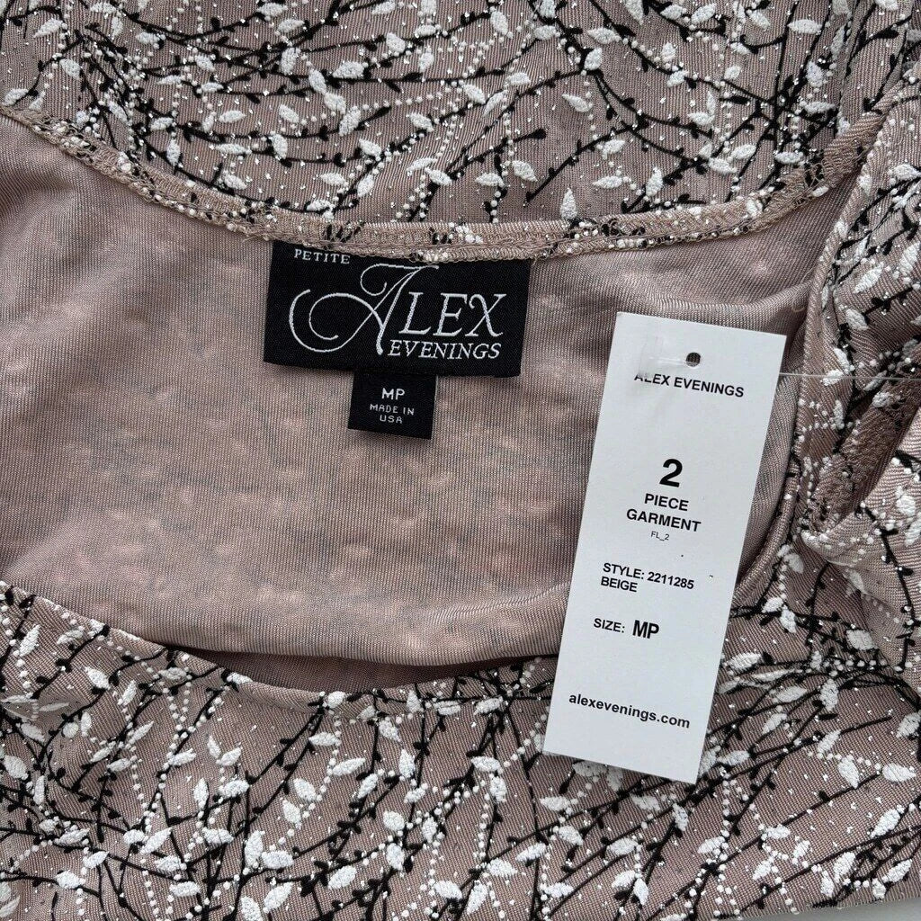 Alex Evenings Women's Printed Formal Sleeveless Top with Glitter NWT