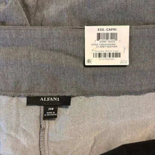 Alfani Plus Size Tummy-Control Grey Capri Dress Pants NWT