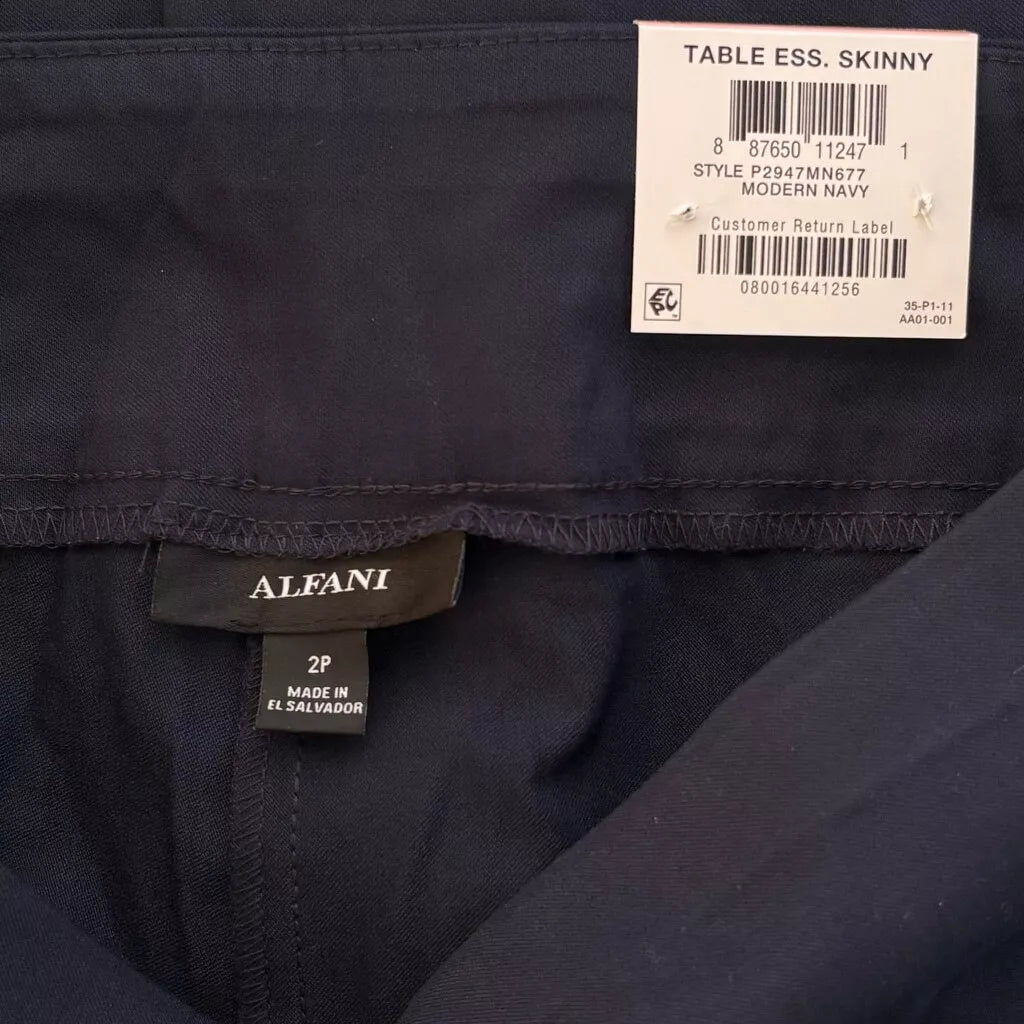 Alfani Petite Navy Blue Tummy-Control Pull-On Skinny Dress Pants NWT