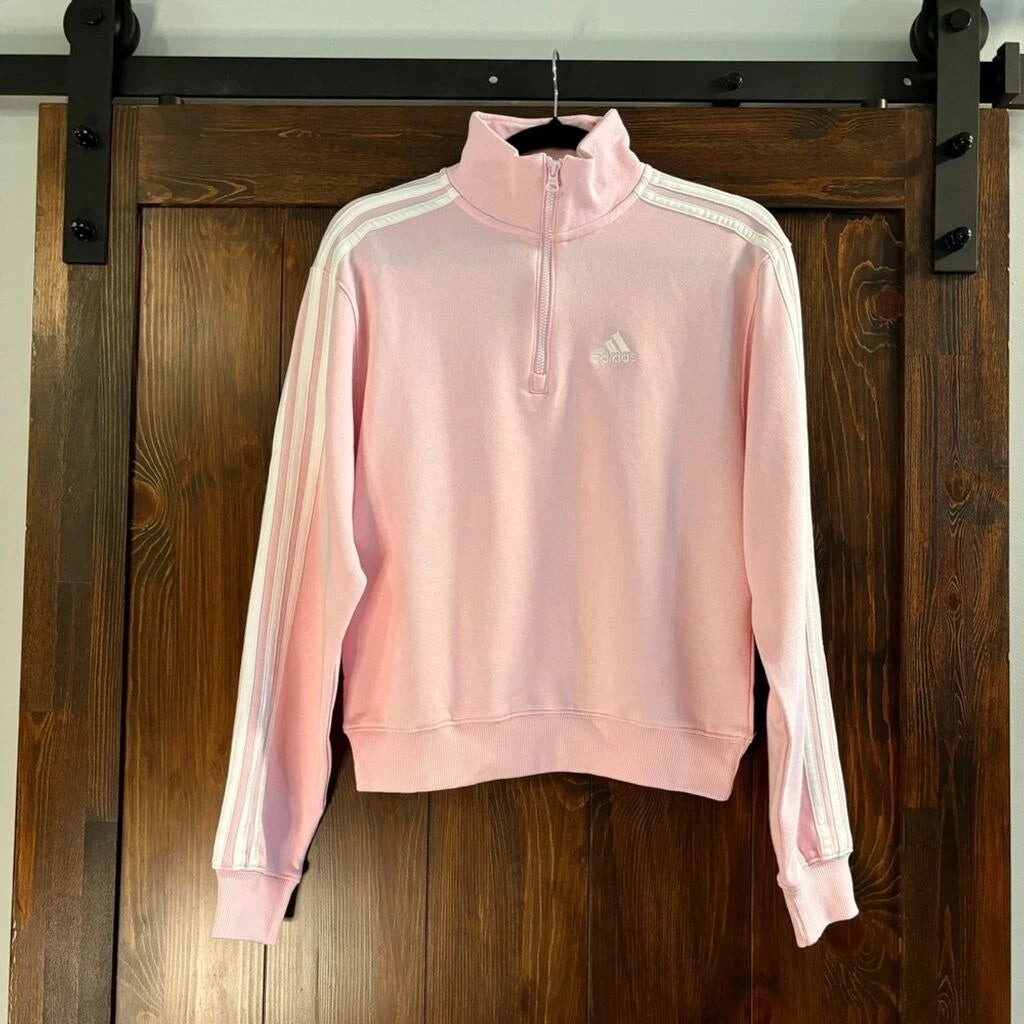 Adidas W 3S FT QZ Light Pink 1/4 Zip Sweater XS