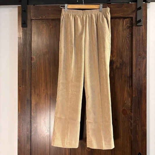 Alfred Dunner Petite Classic Tan Beige Corduroy Straight-Leg Dress Pants NWT