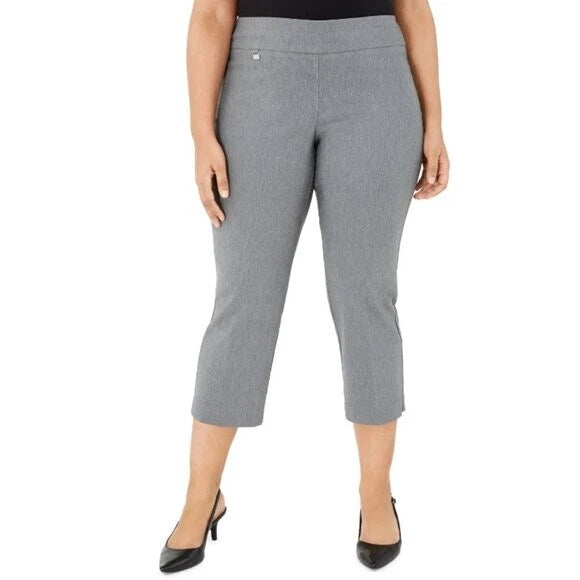 Alfani Plus Size Tummy-Control Grey Capri Dress Pants NWT