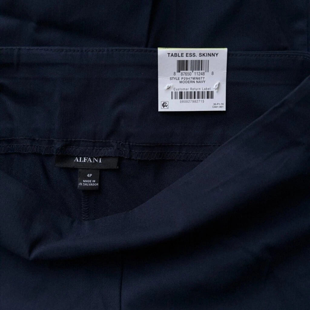 Alfani Petite Navy Blue Tummy-Control Pull-On Skinny Dress Pants NWT