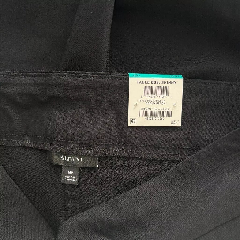 Alfani Petite Black Tummy-Control Pull-On Cropped Skinny Dress Pants