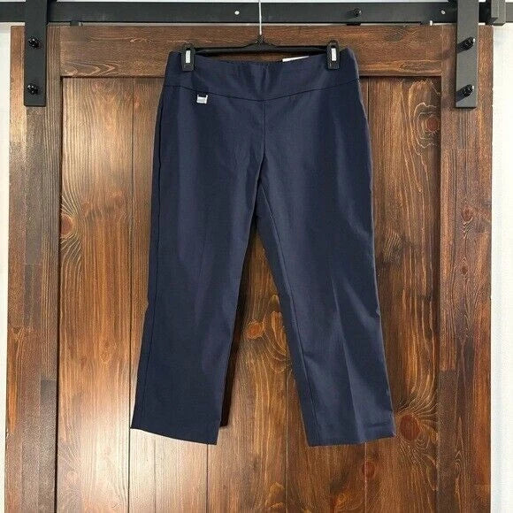 Alfani Petite Navy Blue Stretchy Capri Pull-On with Tummy-Control NWT