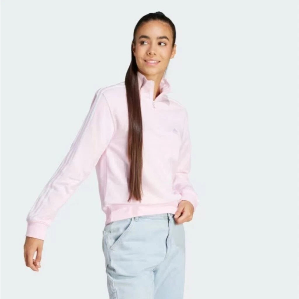 Adidas W 3S FT QZ Light Pink 1/4 Zip Sweater XS