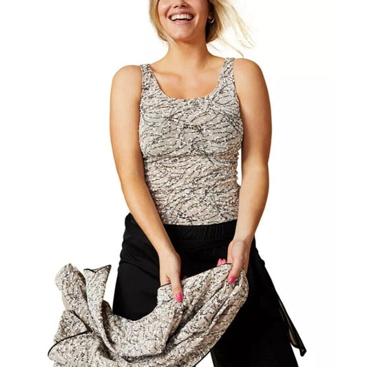 Alex Evenings Women's Printed Formal Sleeveless Top with Glitter NWT