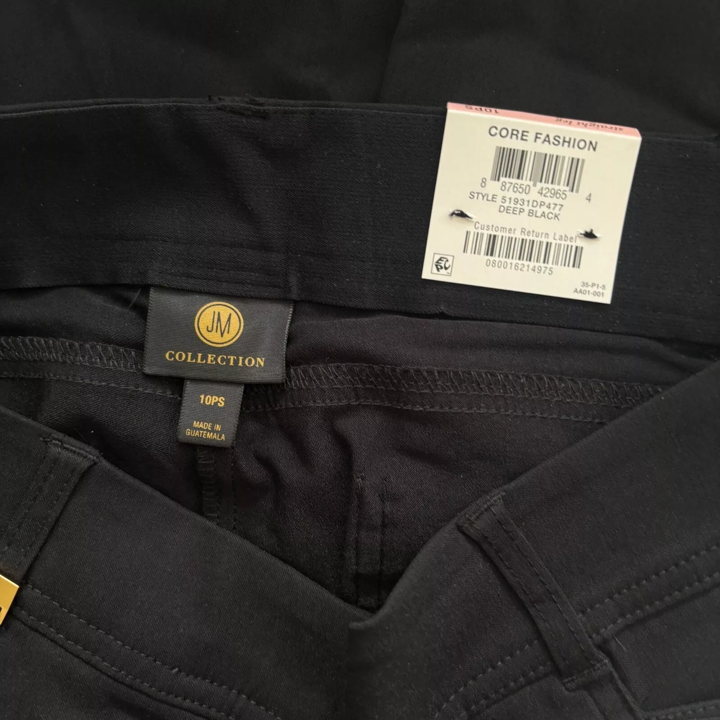 JM Collection Petite Tummy-Control Curvy Fit Black Dress Pants NWT