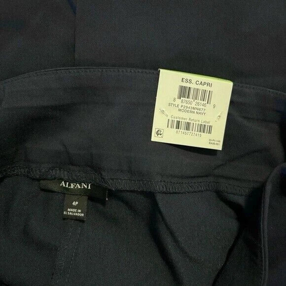 Alfani Petite Navy Blue Stretchy Capri Pull-On with Tummy-Control NWT