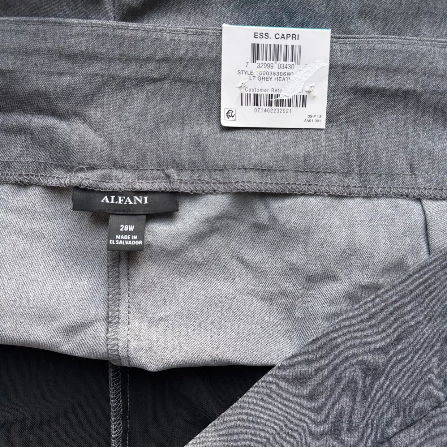 Alfani Plus Size Tummy-Control Grey Capri Dress Pants NWT