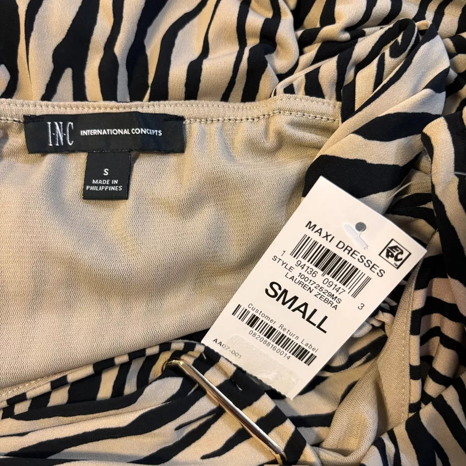 I.N.C. International Concepts Petite Zebra Printed Halter Maxi Dress NWT