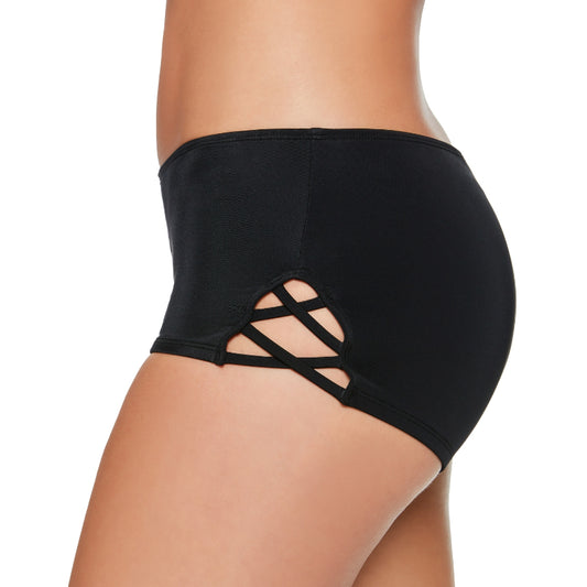 Salt + Cove Size Extra Large Black Strappy-Side Swim Boyshorts NWT