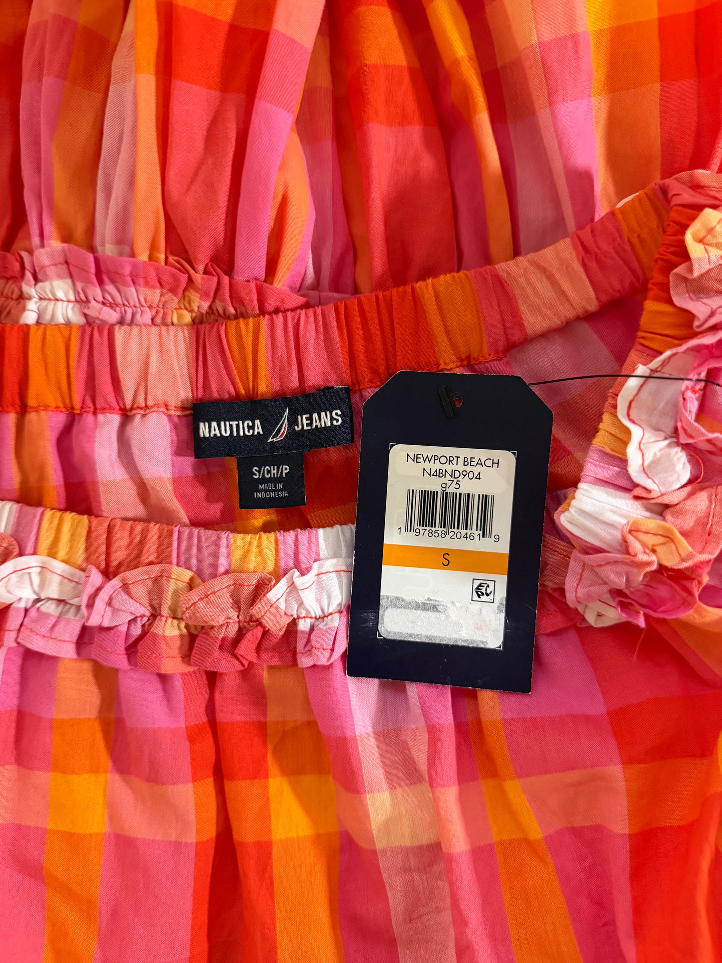Nautica Jeans Women's 100% Cotton Bright Plaid Ruffle-Trim Maxi Skirt NWT