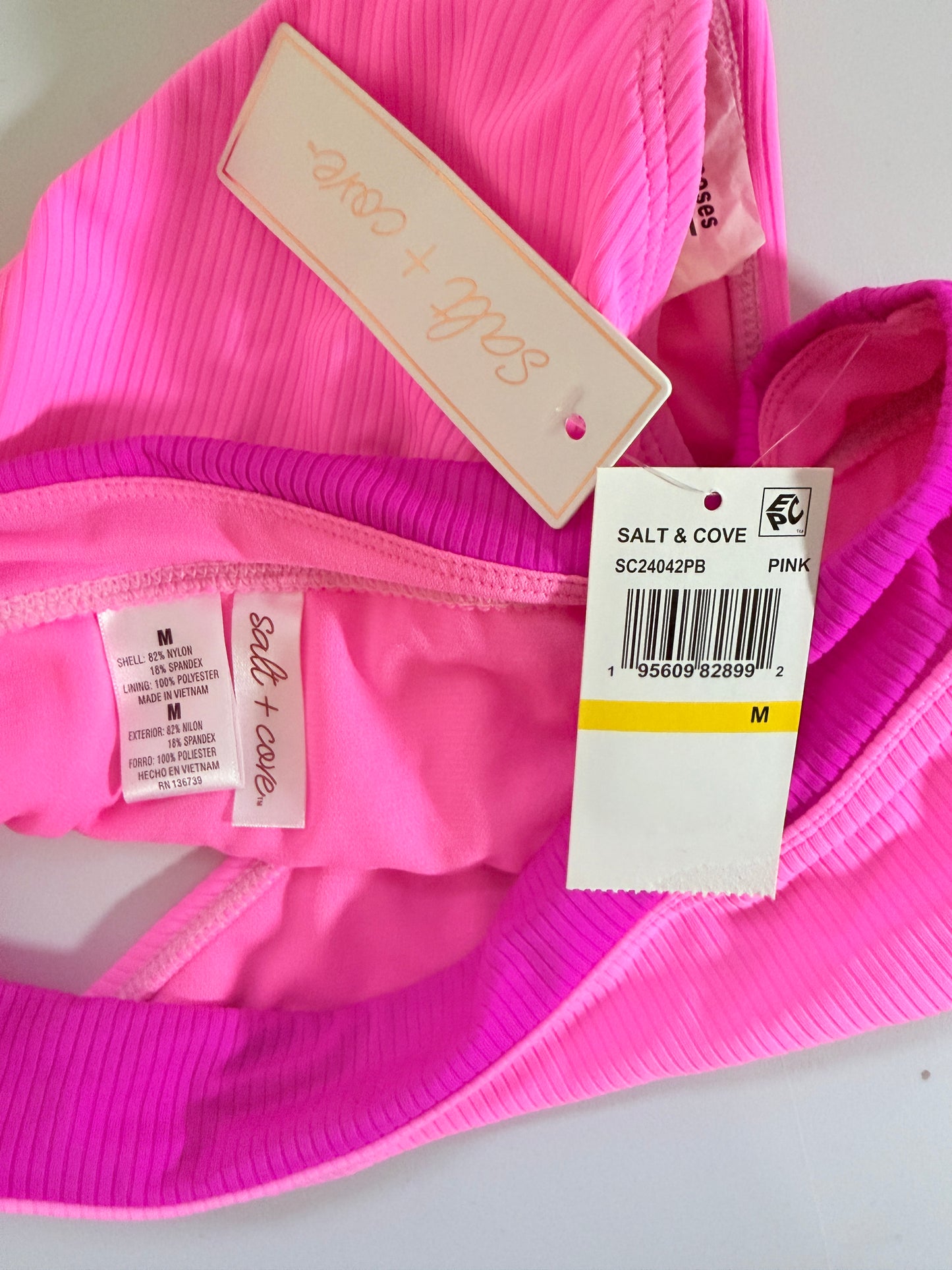 Salt + Cove Women's Hot Pink & Magenta Ribbed High Waist Bikini Bottoms NWT