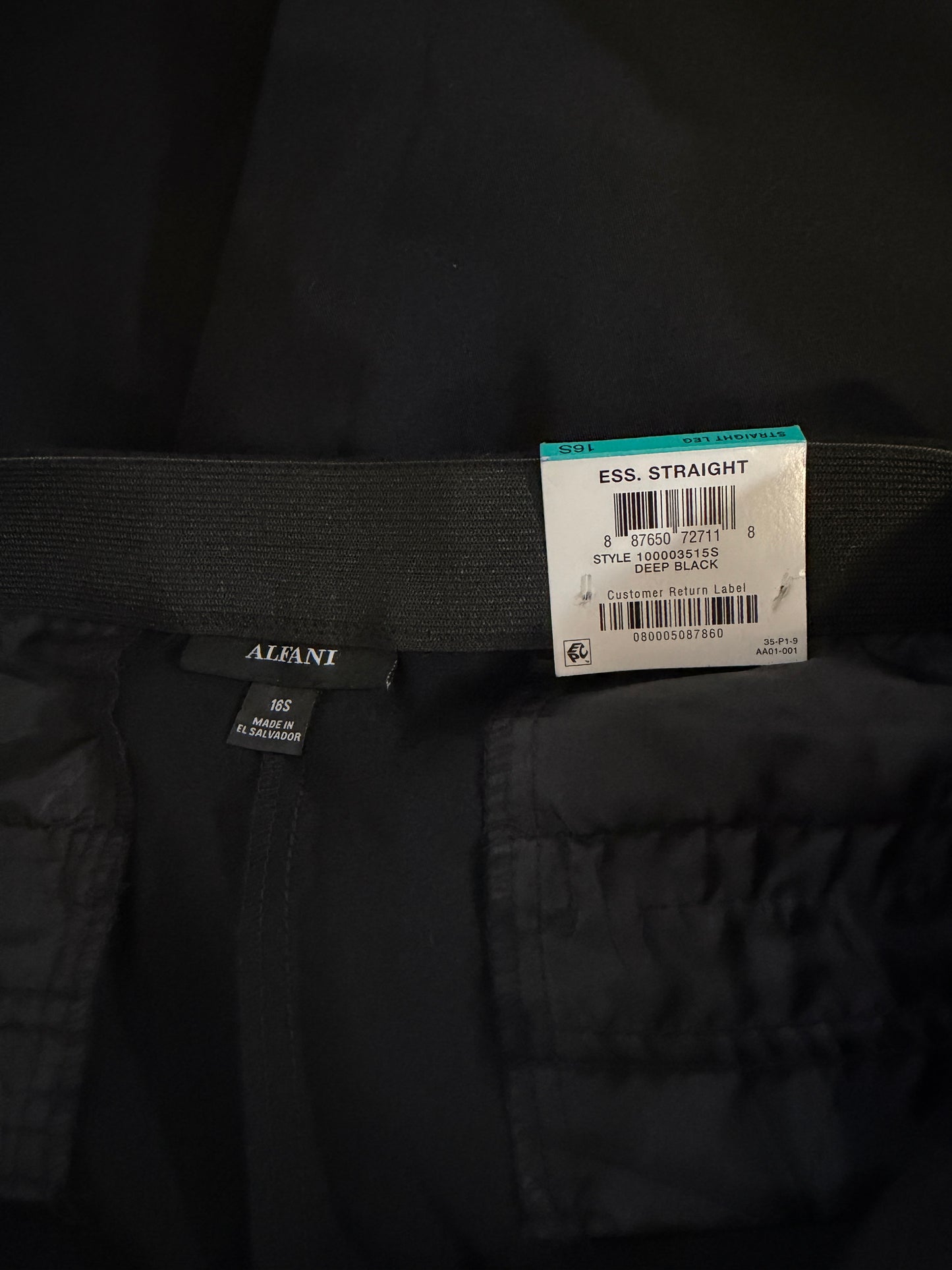 Alfani Petite Modern Straight-Leg Black Comfortable Dress Pants NWT