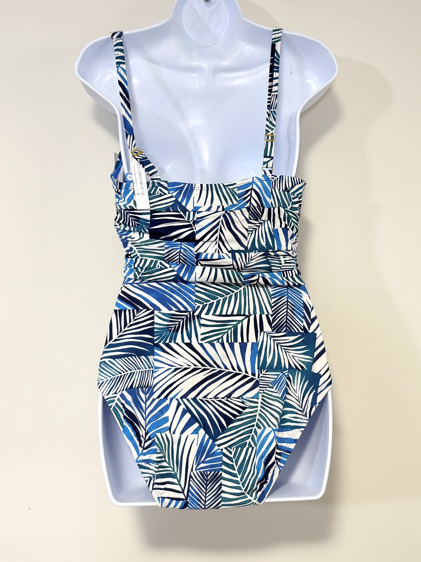 Bleu by Rod Beattie Size 8 Blue Shady Days Plunge-Neck One-Piece Swimsuit NWT