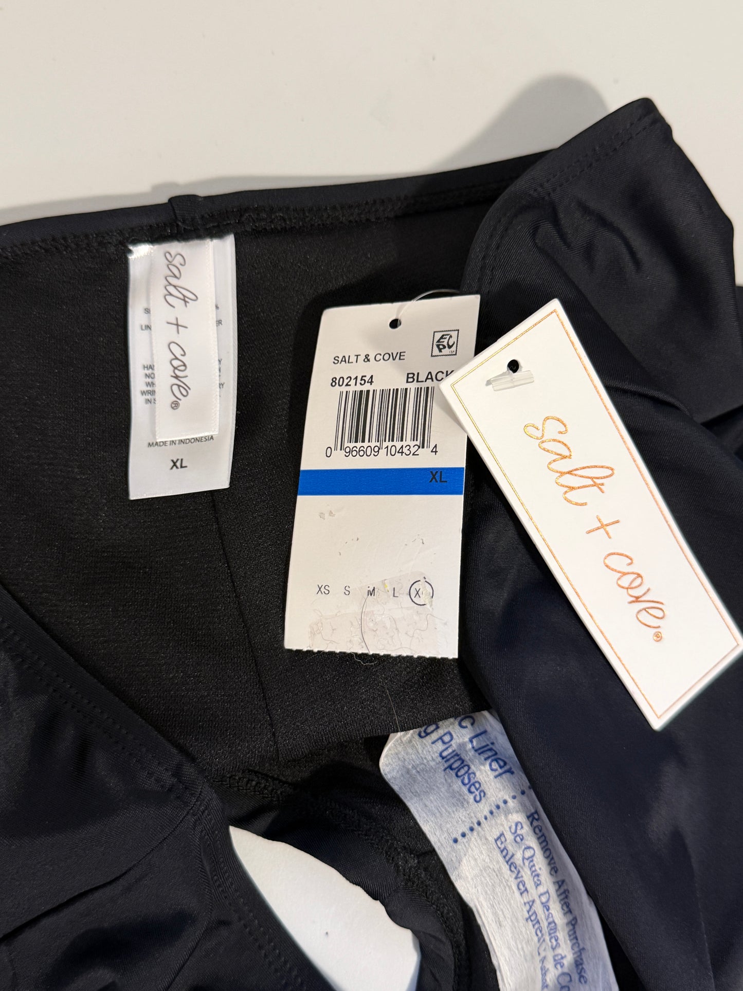 Salt + Cove Size Extra Large Black Strappy-Side Swim Boyshorts NWT