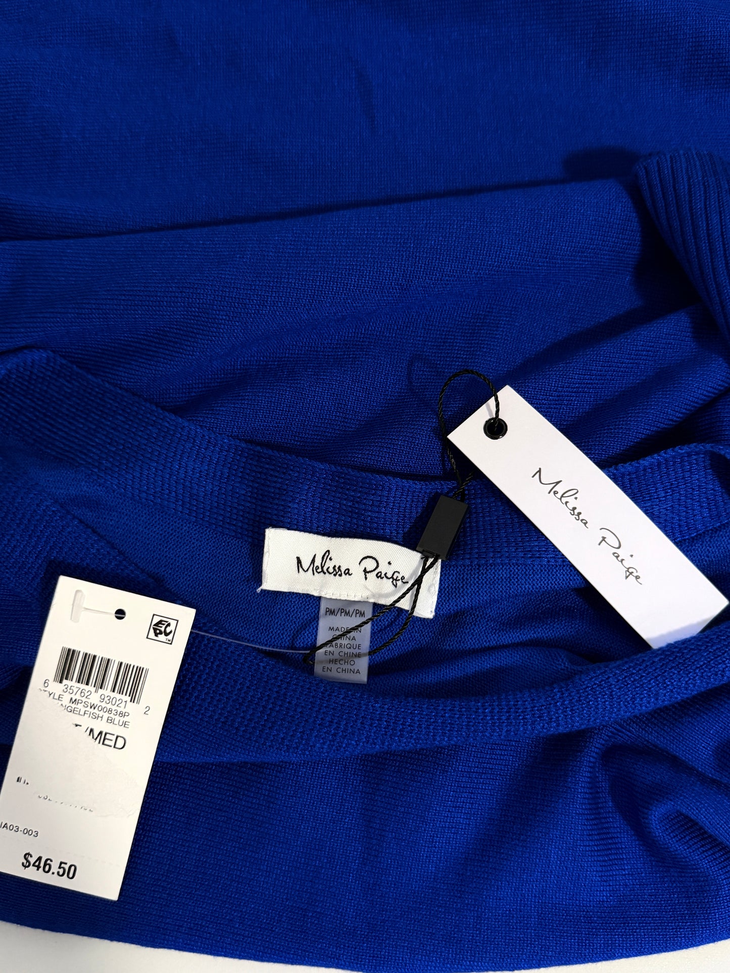 Melissa Paige Medium Petite Blue Dolman-Sleeve Buttoned-Sleeve Sweater NWT