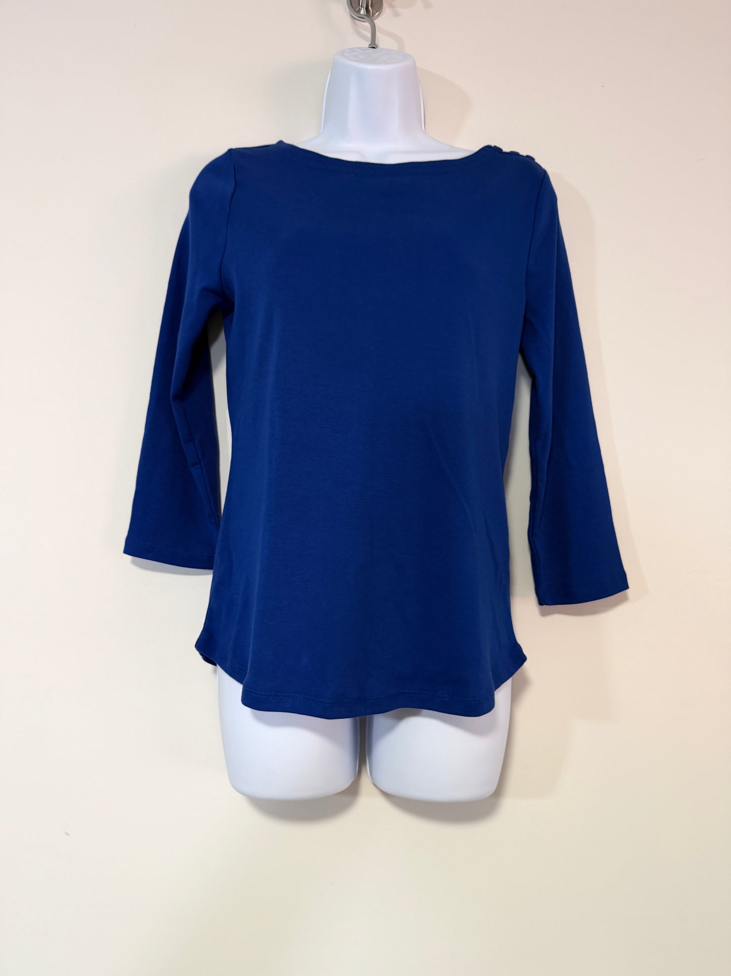 Charter Club Extra Small Dark Blue Pima 100% Cotton Boat-Neck Top NWT
