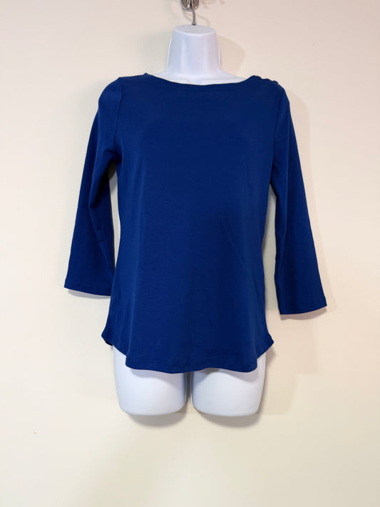 Charter Club Extra Small Dark Blue Pima 100% Cotton Boat-Neck Top NWT