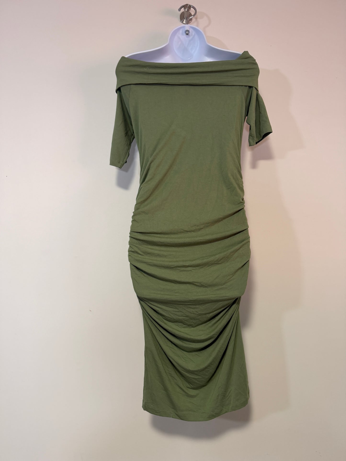 Isabella Oliver Size 2 Clifton Khaki Green Off-The-Shoulder Maternity Dress NWT