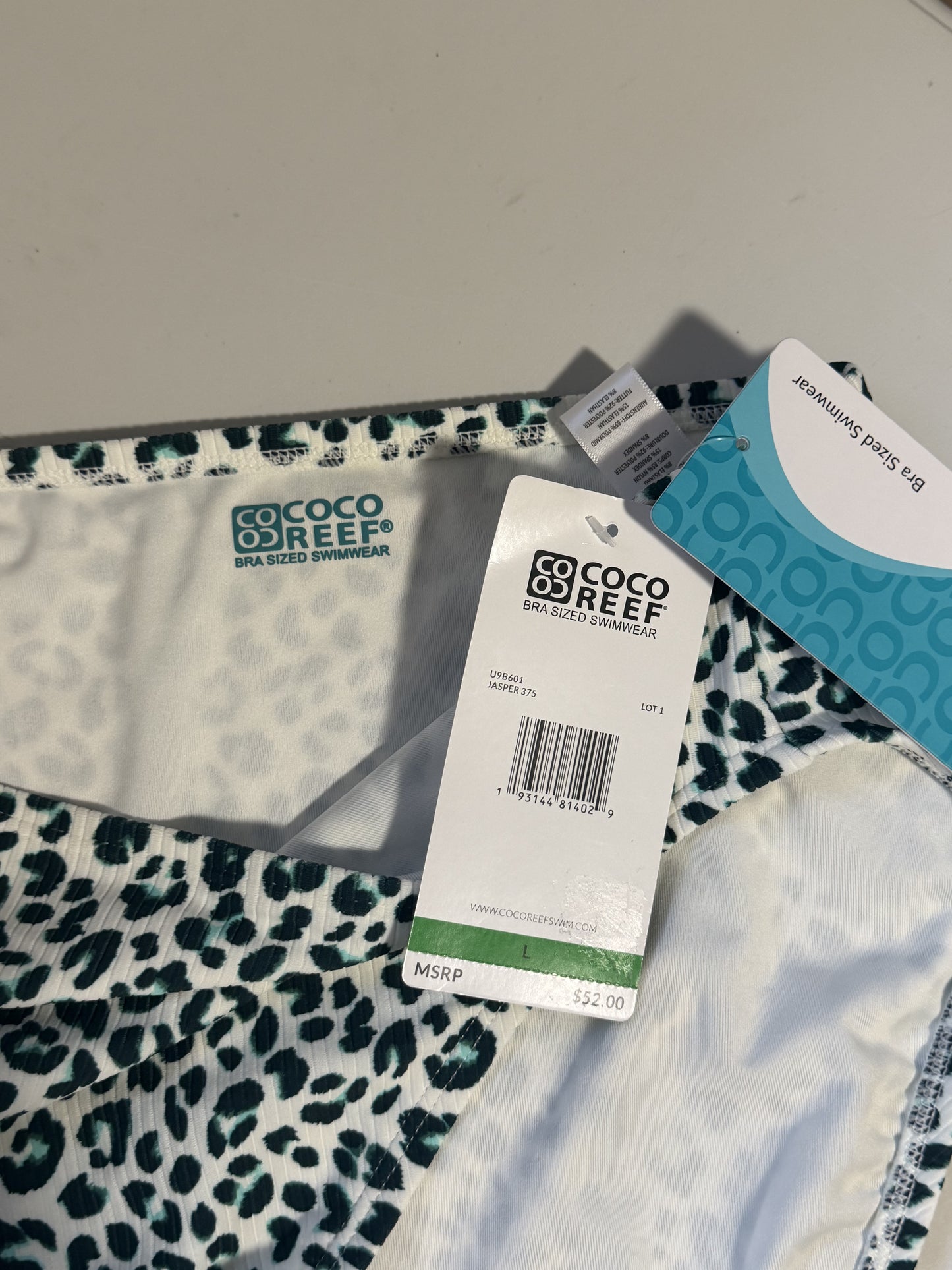 Coco Reef Women's Teal Leopard Print High Waist Bikini Bottom NWT