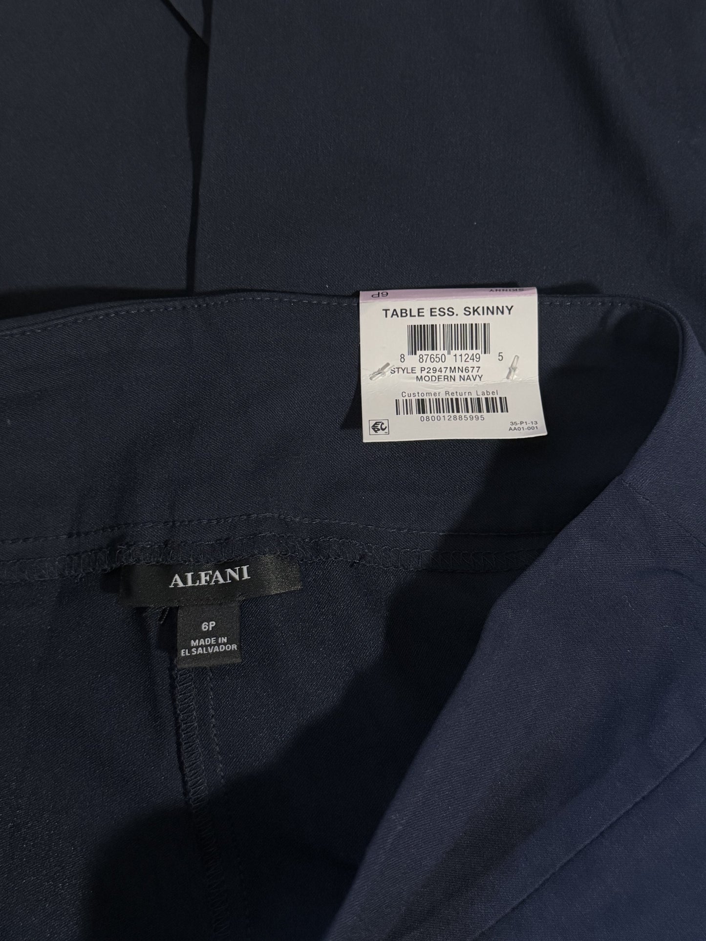 Alfani Petite Navy Blue Tummy-Control Pull-On Skinny Dress Pants NWT