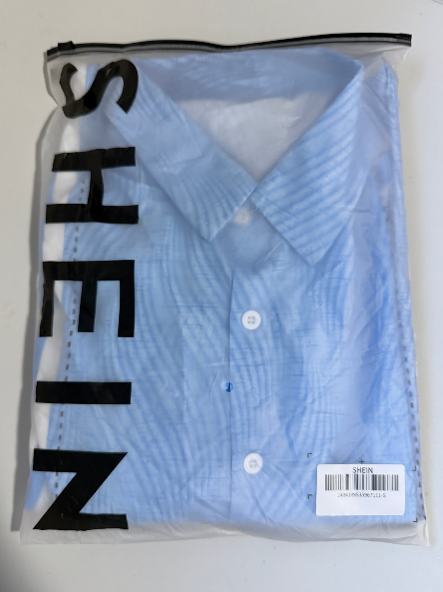 SHEIN Men's Blue White Striped Short Sleeve Casual Button Up Shirt NIB