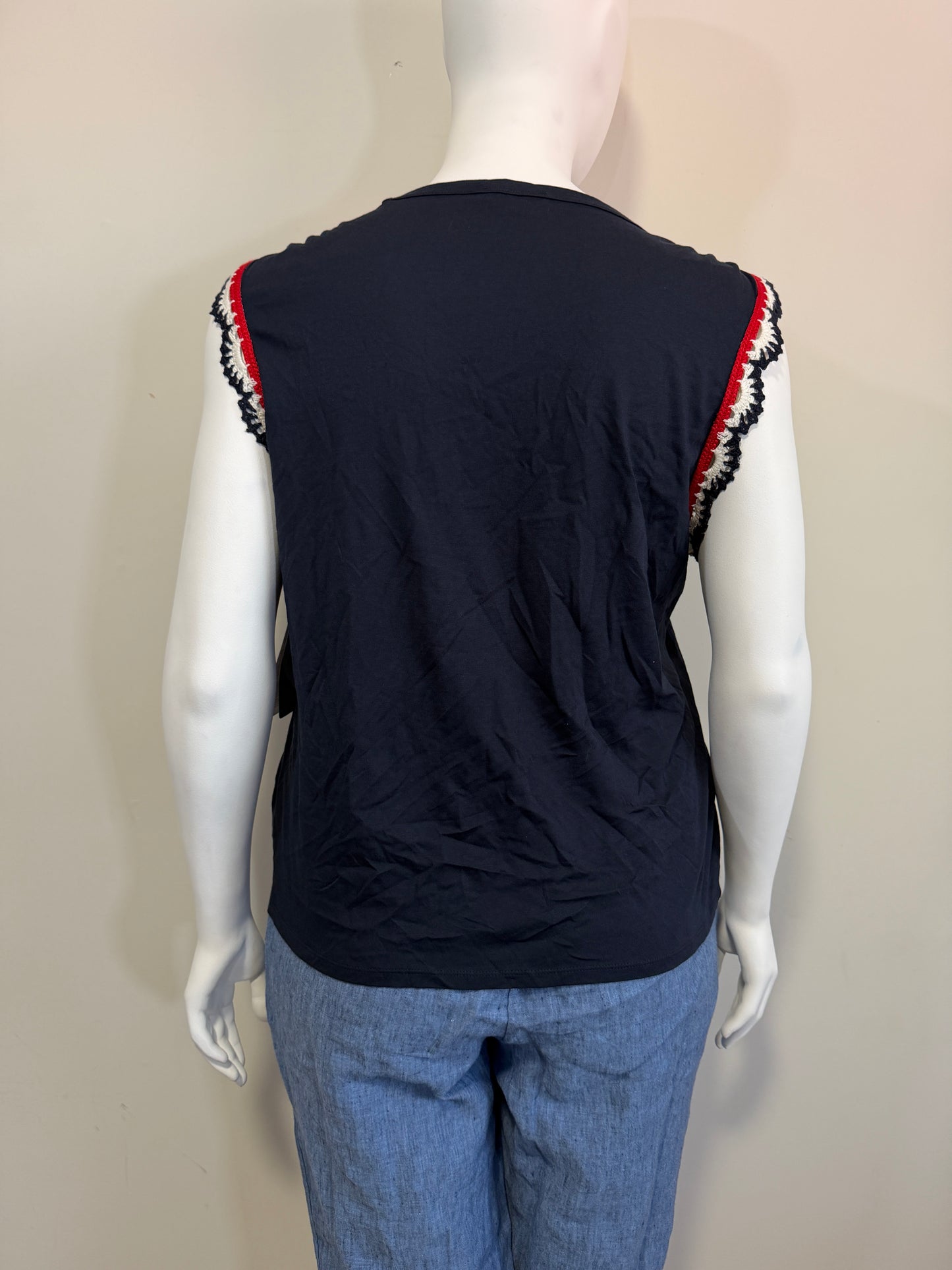 Nautica Jeans Women's Navy Blue Crochet-Trim Tank Top NWT