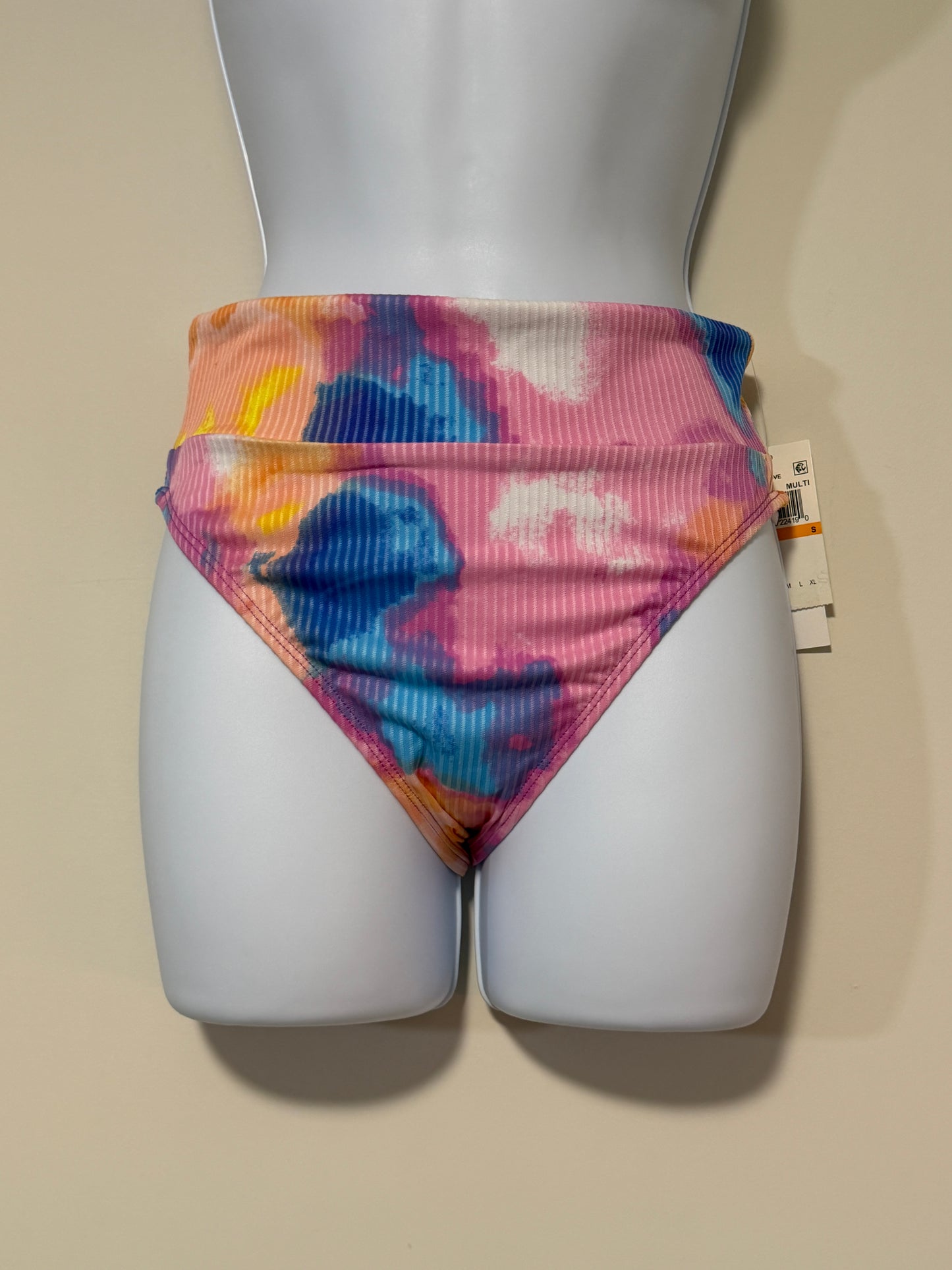 Salt + Cove Women's Multi Tie-Dye Ribbed High Waist Bikini Bottoms NWT