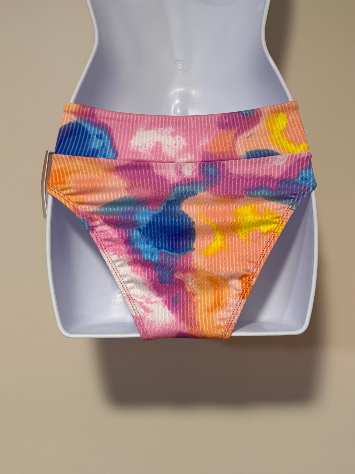 Salt + Cove Women's Multi Tie-Dye Ribbed High Waist Bikini Bottoms NWT