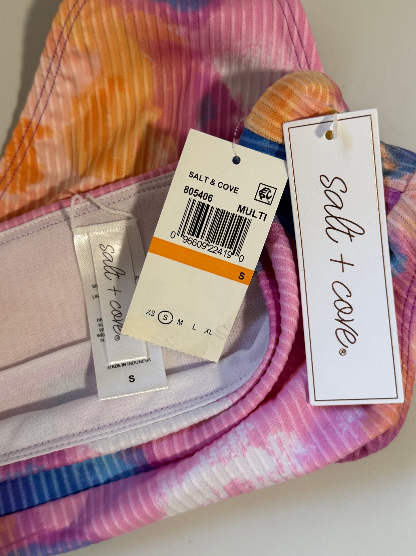 Salt + Cove Women's Multi Tie-Dye Ribbed High Waist Bikini Bottoms NWT