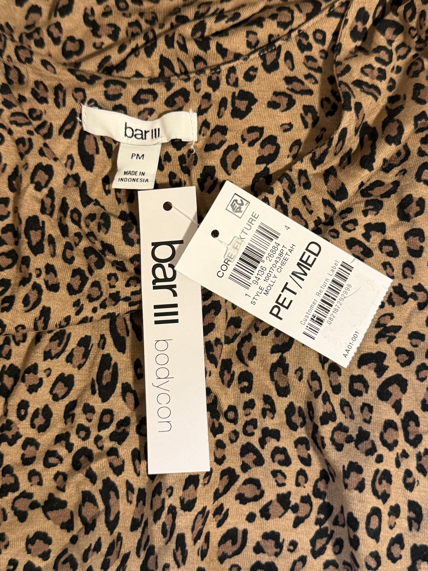 Bar III Women's Petite Cheetah-Print Jersey Midi Dress NWT