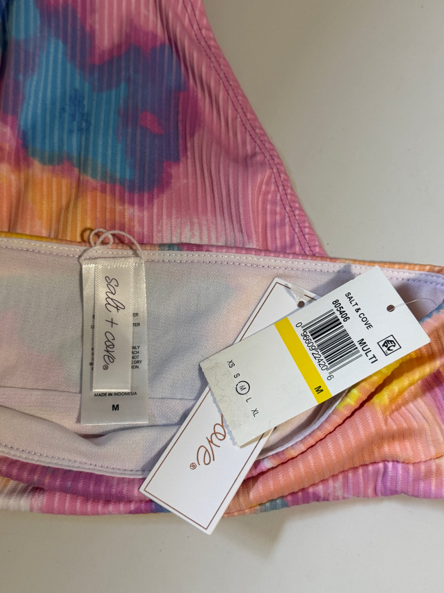 Salt + Cove Women's Multi Tie-Dye Ribbed High Waist Bikini Bottoms NWT