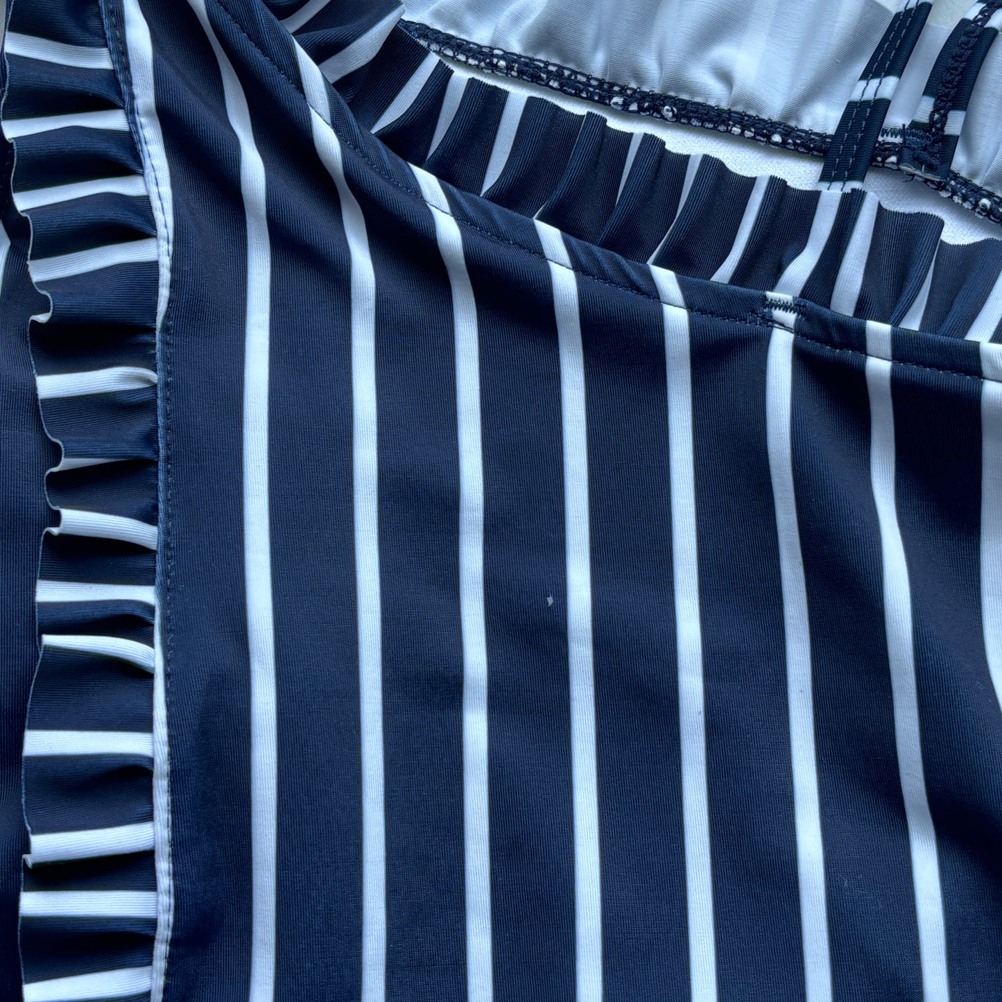 Tommy Hilfiger Big Girls Size M/8/10 Navy & White Stripe One Piece Swimsuit NWT