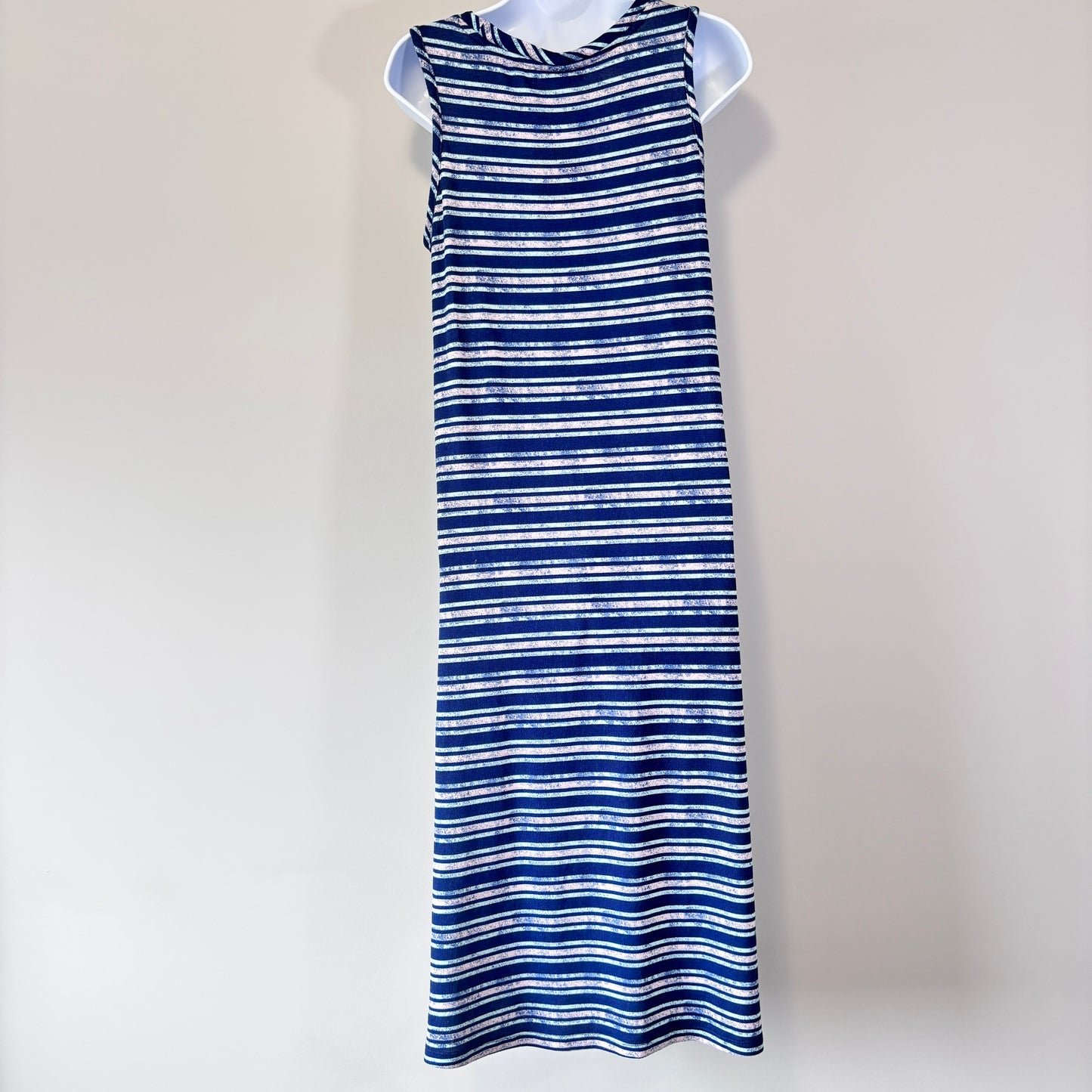 Roudelain Women's Blue Striped Soft Sleeveless Midi Nightgown / Sleep Dress NWT