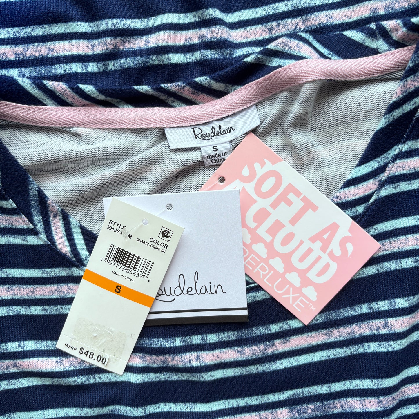 Roudelain Women's Blue Striped Soft Sleeveless Midi Nightgown / Sleep Dress NWT