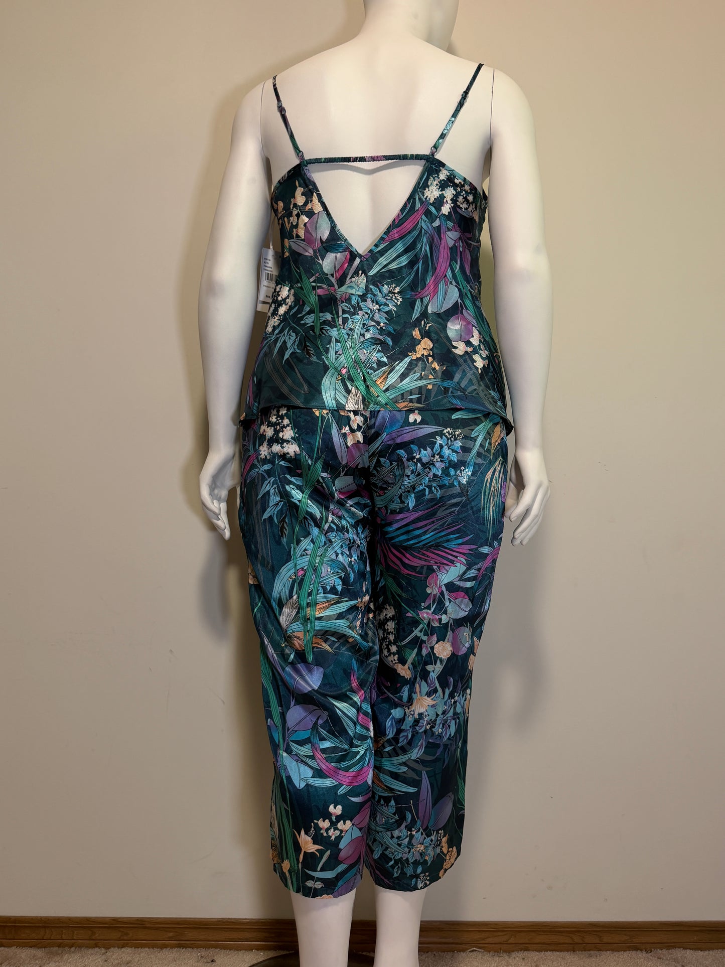 Linea Donatella Women's Turquoise 2-Pc. Cropped Satin Pajamas Set NWT