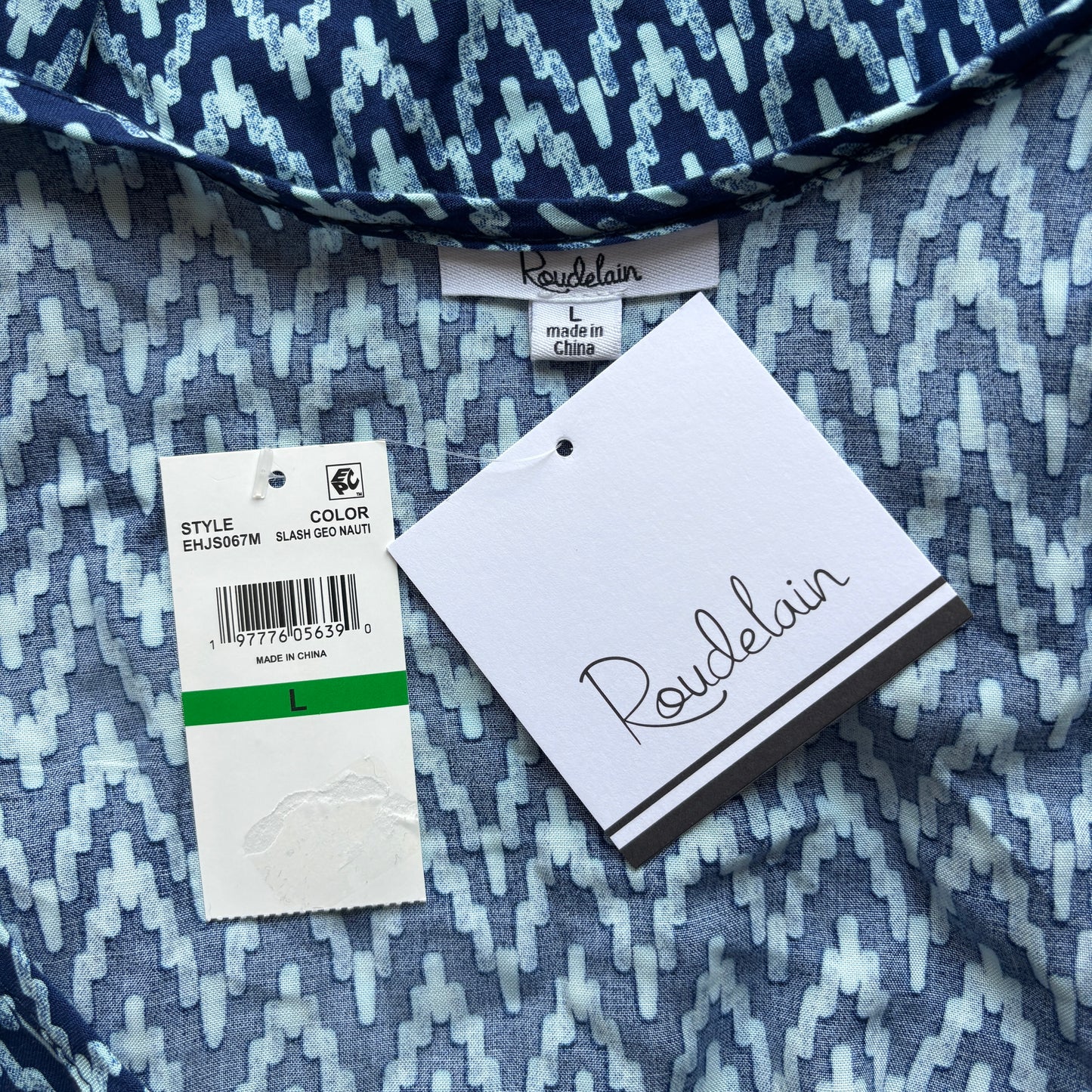 Roudelain Women's Dark Blue Printed Tassel-Trim Tank Nightgown NWT