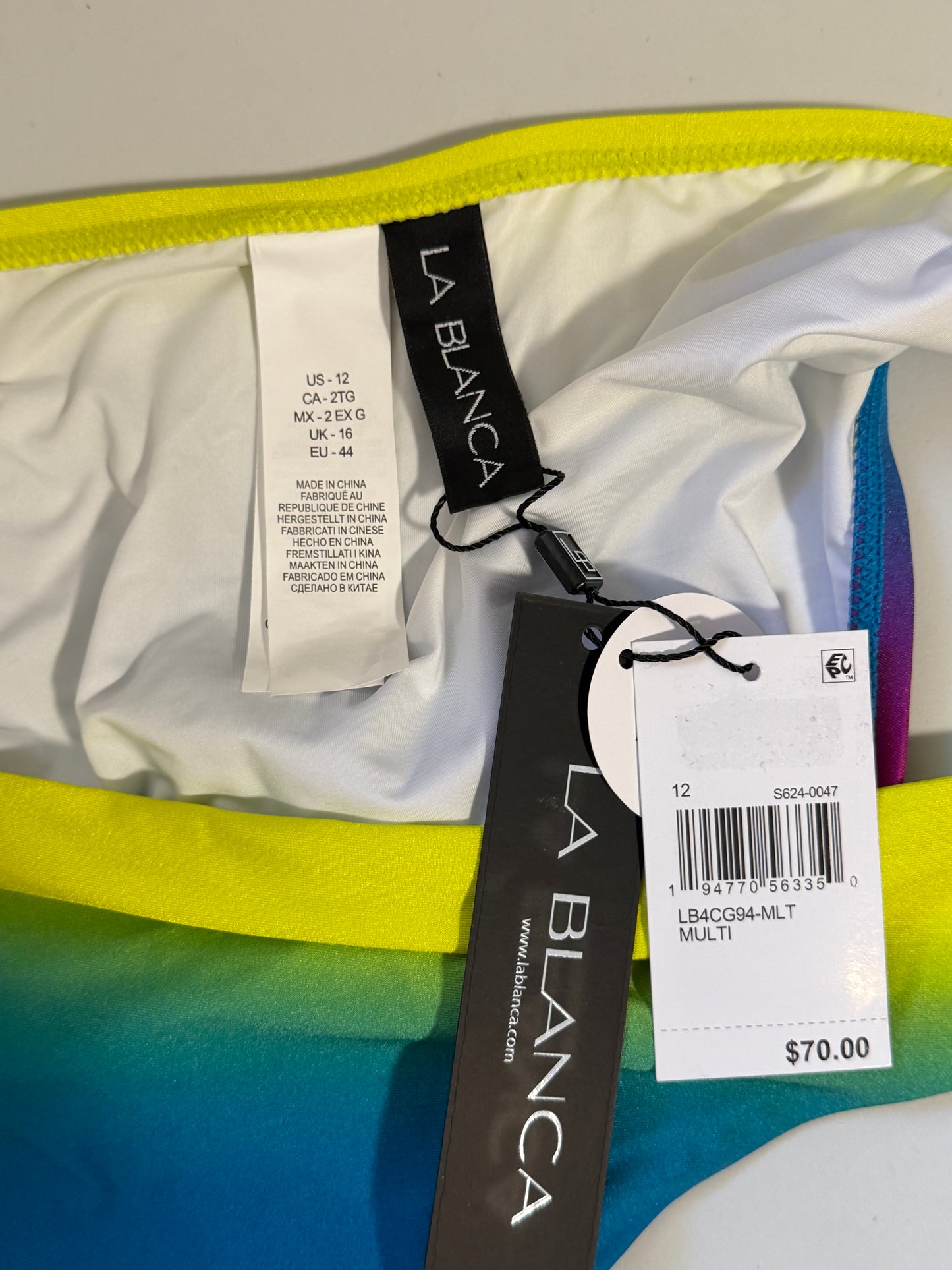 La Blanca Women's Ombre Multicolor Setting Sun Tassel-Tie Hipster Bottoms NWT