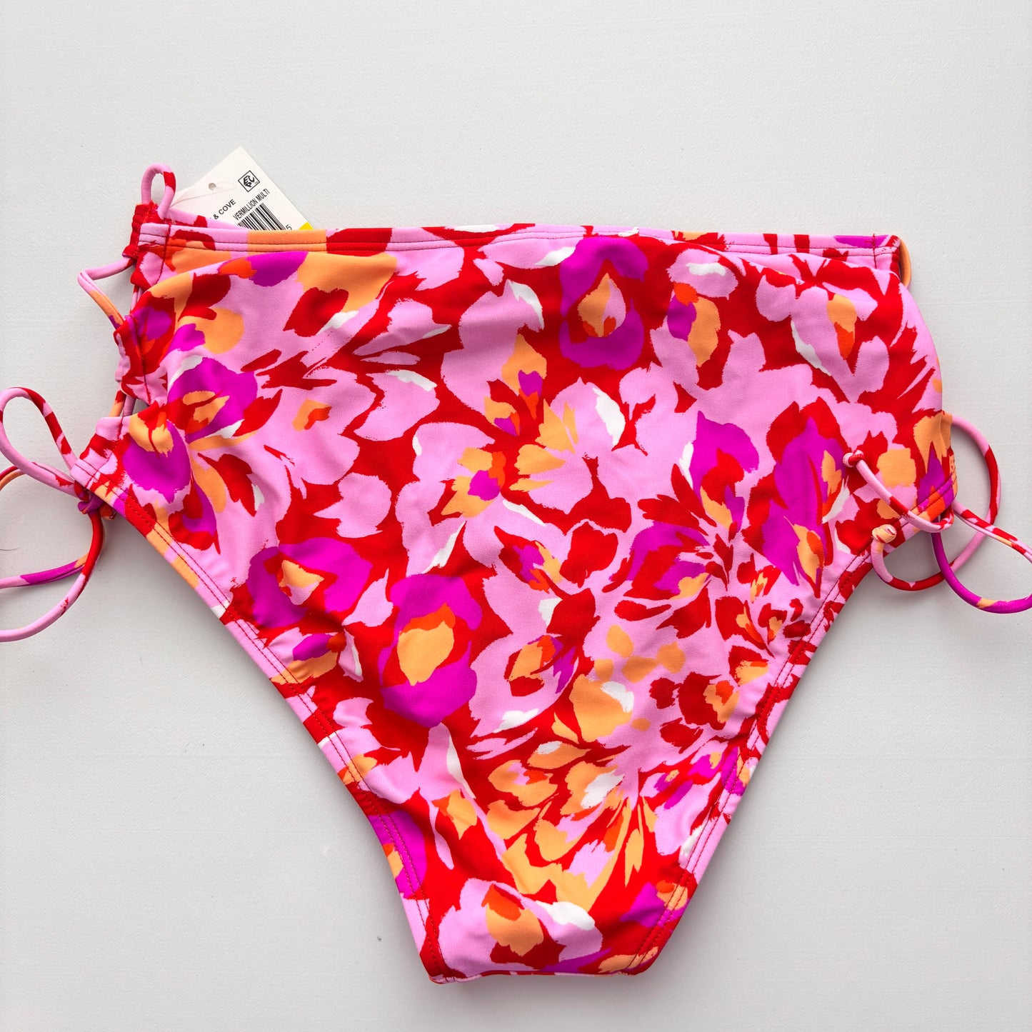 Salt + Cove Women's Red & Pink High-Waist Bikini Bottom / Swimwear NWT