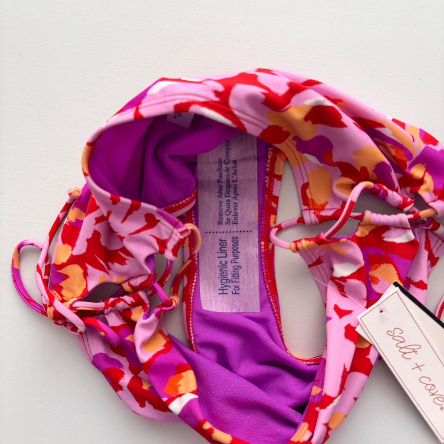 Salt + Cove Women's Red & Pink High-Waist Bikini Bottom / Swimwear NWT