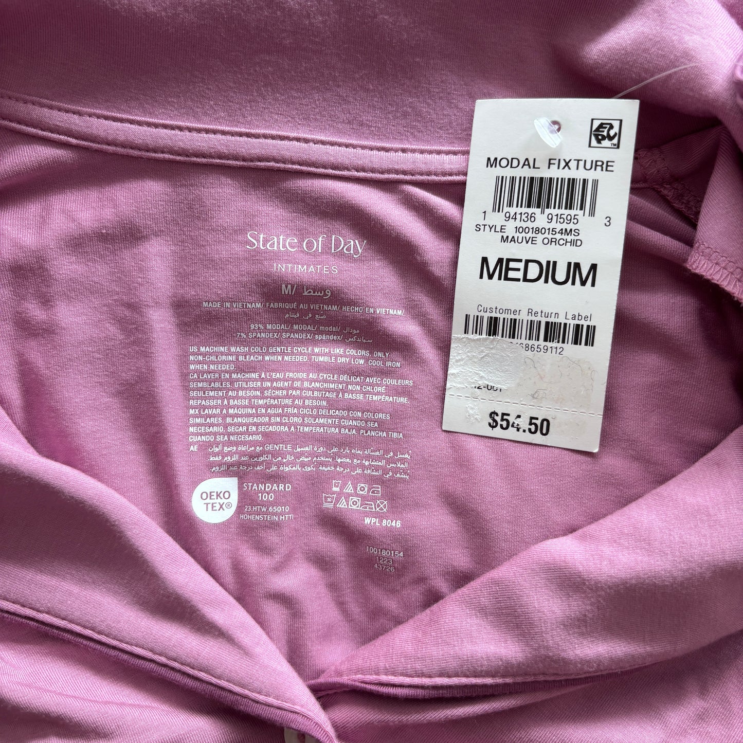 State of Day Women's Purple Button-Down Super Soft Long-Sleeved Sleepshirt NWT