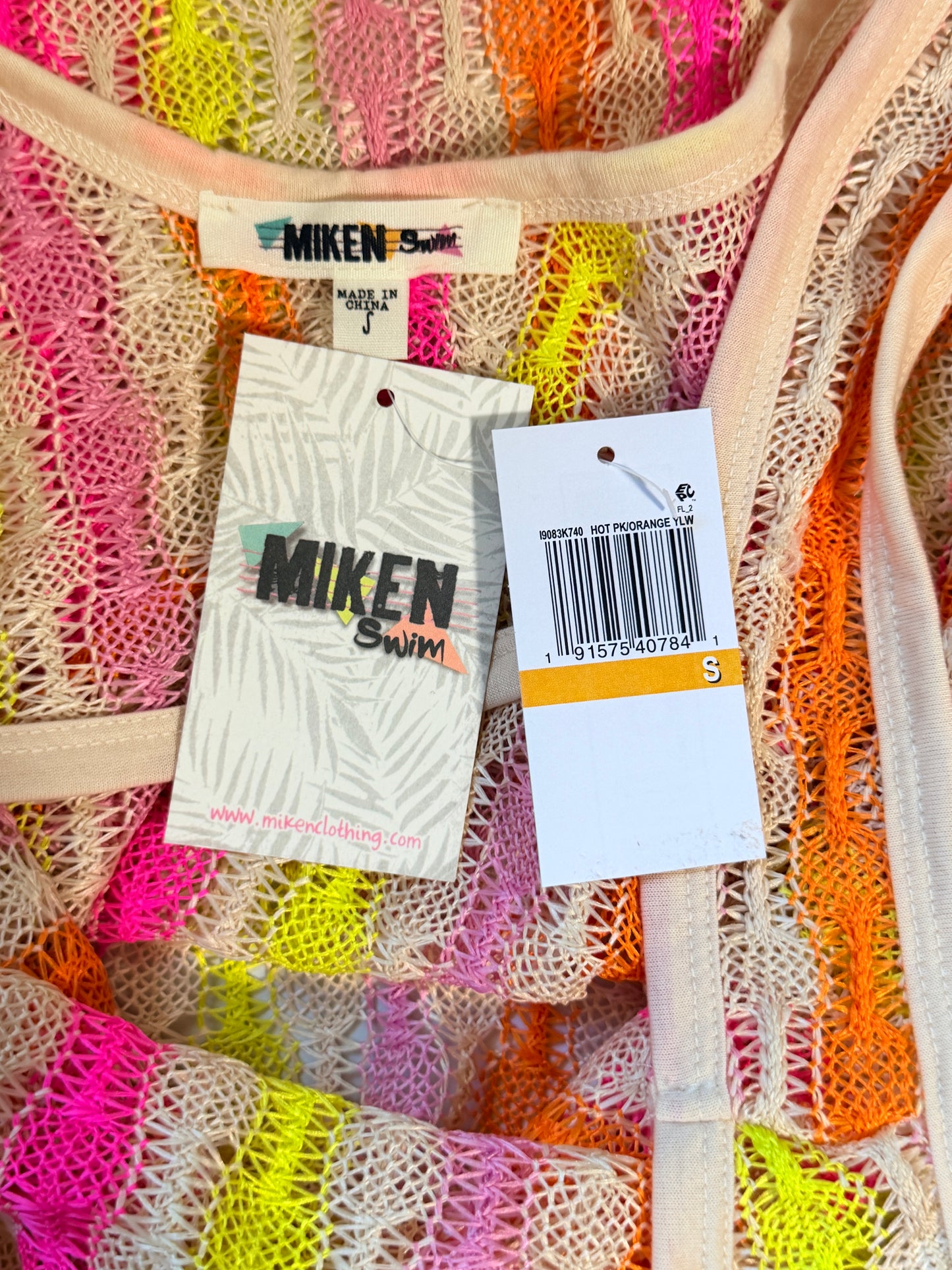 Miken Women's Multicolor Open Knit Sleeveless Swimsuit Cover Up Dress NWT